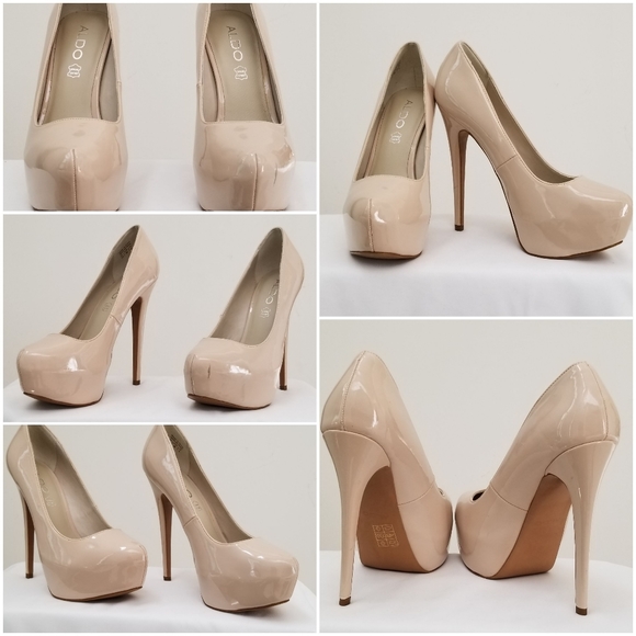 Aldo Cream Patent Leather 5.75" Stilleto Heels - Picture 2 of 2